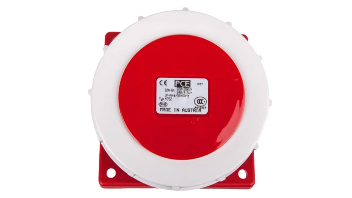 Gniazdo tablicowe skośne 32A 5P 400V /100x92/ czerwone IP67 POWER TWIST 4252-6