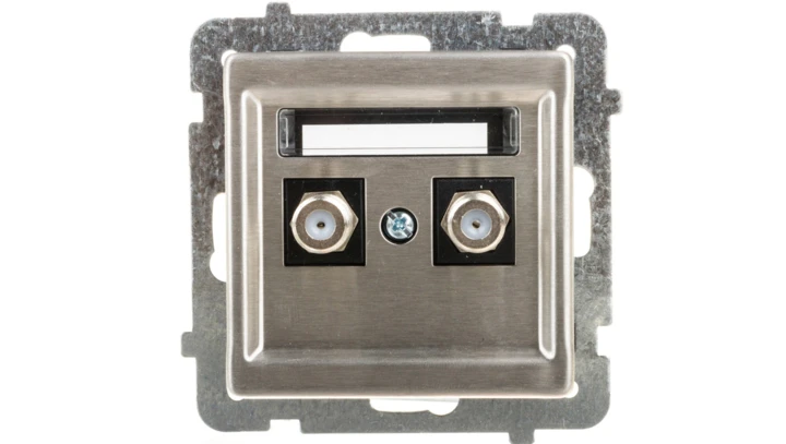 SONATA Gniazdo antenowe podwójne typu F stal inox GPA-2RMF/m/37