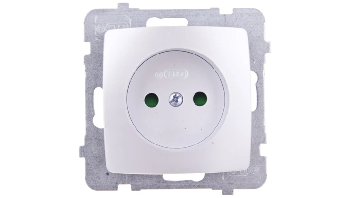 KARO Gniazdo pojedyncze b/u z przesłonami srebrny perłowy GP-1SP/m/43