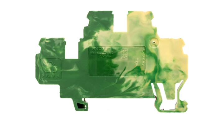 Złączka dwupiętrowa 4-przewodowa mostkowana 2,5mm2 żółto-zielona 870-507 /50szt./