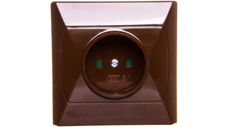 AKCENT Gniazdo pojedyncze b/u z przesłonami brązowe GP-1AP/24
