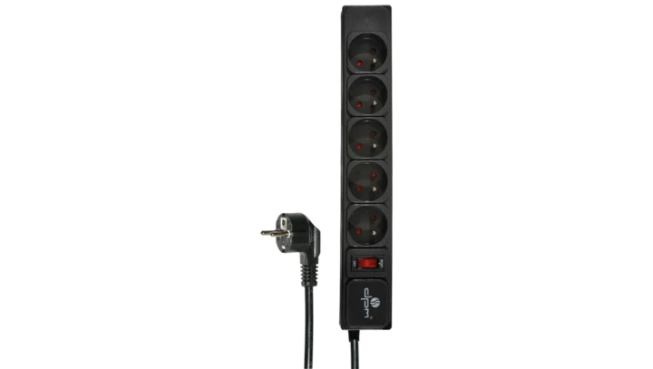 Przedłużacz przeciwprzepięciowy 5-gniazd z/u 5m czarny FMP6150