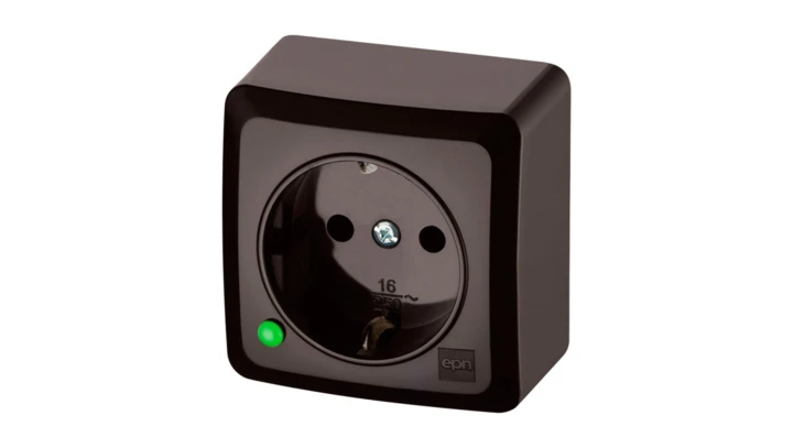 BERG Gniazdo pojedyncze schuko n/t 2P+Z 16A brązowy 3737-05