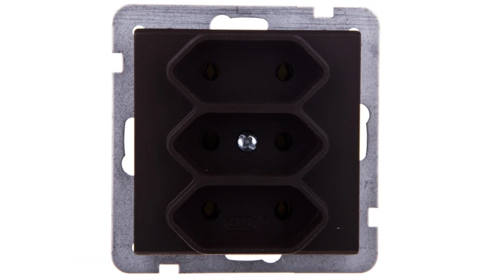 SONATA Gniazdo potrójne b/u 2,5A EURO czekoladowy metalik GP-3R/m/40