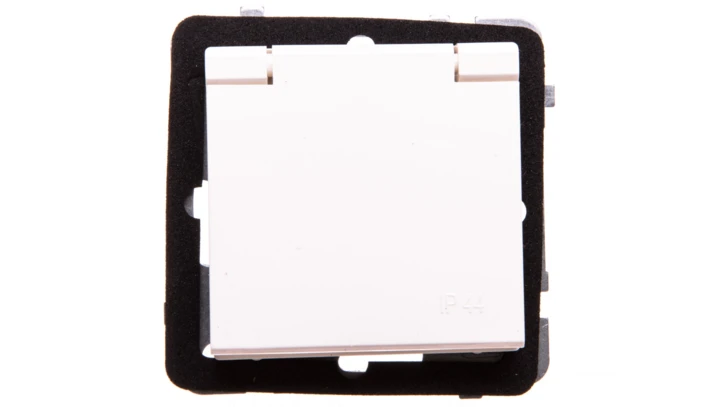 SONATA Gniazdo bryzgoszczelne z/u IP44 z przesłonami klapka ecru GPH-1RZP/m/27/w