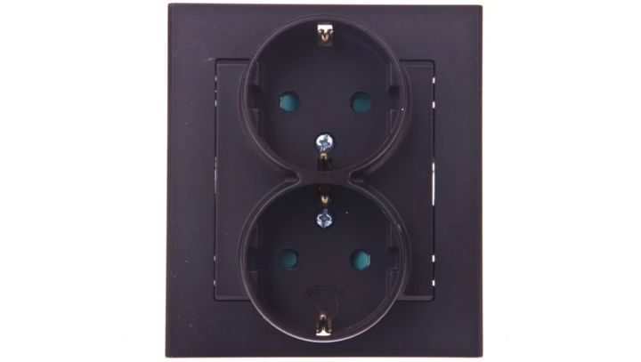 SONATA Gniazdo podwójne z/u Schuko z przesłonami czekoladowy metalik GP-2RSP/40