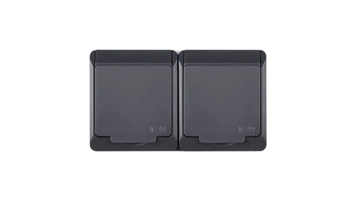 HERMES Gniazdo podwójne z/u 2P+Z SCHUKO IP44 antracyt 0325-07