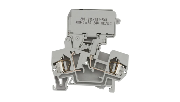 Złączka bezpiecznikowa 4mm2 szara 10A 5x 20mm 281-611/281-541