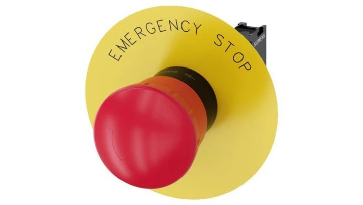 Przycisk bezpieczeństwa kpl 22mm tworzywo czerwony 1R przez obrót etykieta Emergency Stop IP69k SIRIUS ACT 3SU1100-1HB20-1CG0