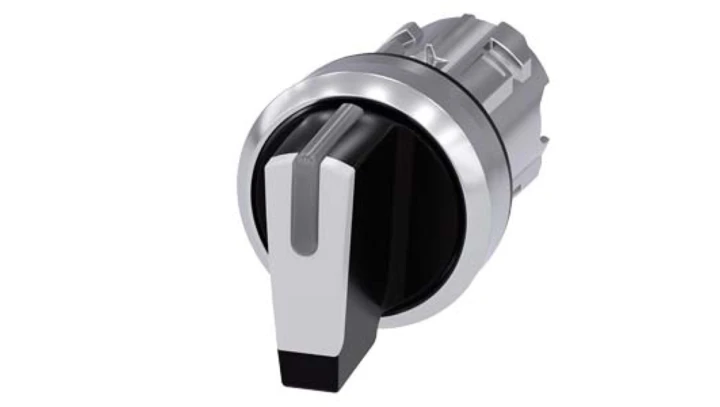 Przełącznik piórkowy 3 pozycyjny 22mm bez samopowrotu możl podświetlenie czarny/biały metal SIRIUS ACT 3SU1052-2BL60-0AA0