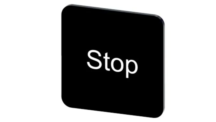 Etykieta samoprzylepna do kaset 22x22mm czarna inskrypcja /Stop/ SIRIUS ACT 3SU1900-0AF16-0DS0 /10szt./