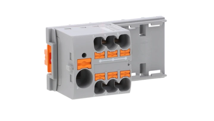 Blok rozdzielczy PTFIX 10/6X4-NS35 GY, szare złącze przemysłowe - 6 punktów przyłączeniowych o przekroju 4mm2