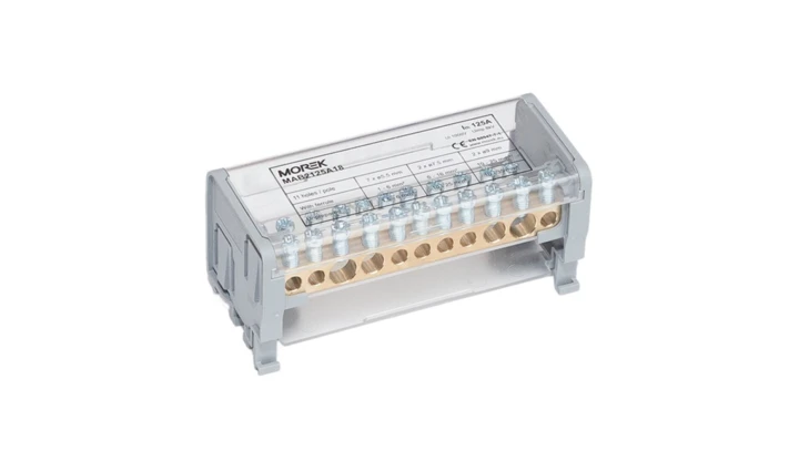 Blok dystrybucyjno-rozdzielczy MOBLOCK 2P 1000V, 125A-11 2x35mm2 + 2x25mm2 + 7x6mm2 TS35 MAB2125A18