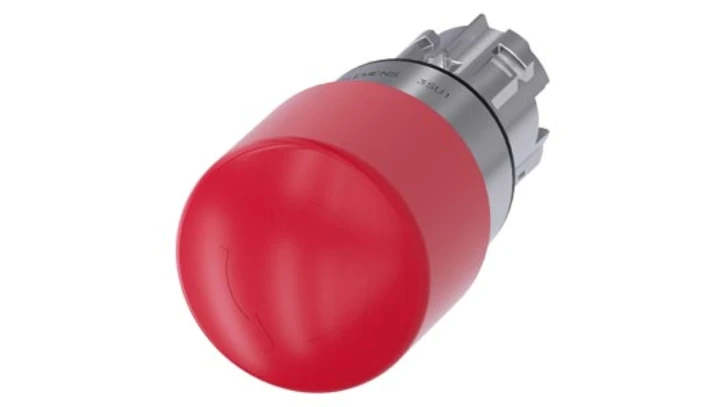 Przycisk bezpieczeństwa 22mm metal czerwony 30mm odbl przez obrót IP69k SIRIUS ACT 3SU1050-1GB20-0AA0