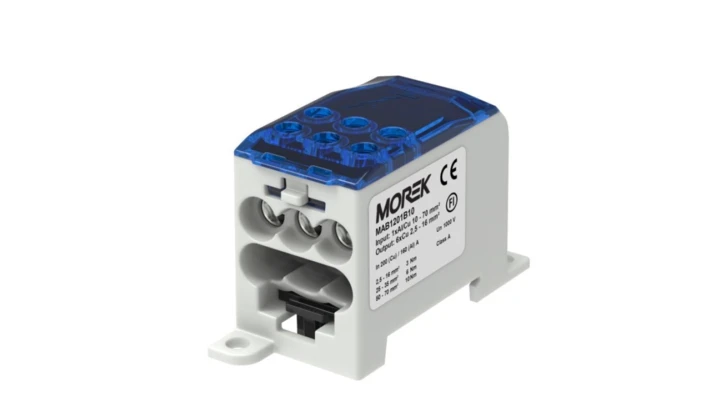 Blok dystrybucyjny - rozdzielczy OJL200A niebieski wej: 1xAl/Cu 10-70mm2 wyj: 6xCu 2,5- 16mm2 MAB1201B10