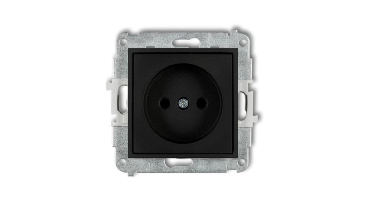 MINI Gniazdo pojedyncze b/u z przesłonami czarny mat 12MGP-1p