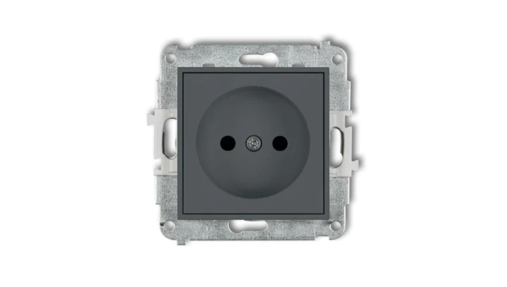 MINI Gniazdo pojedyncze b/u z przesłonami grafitowy mat 28MGP-1p