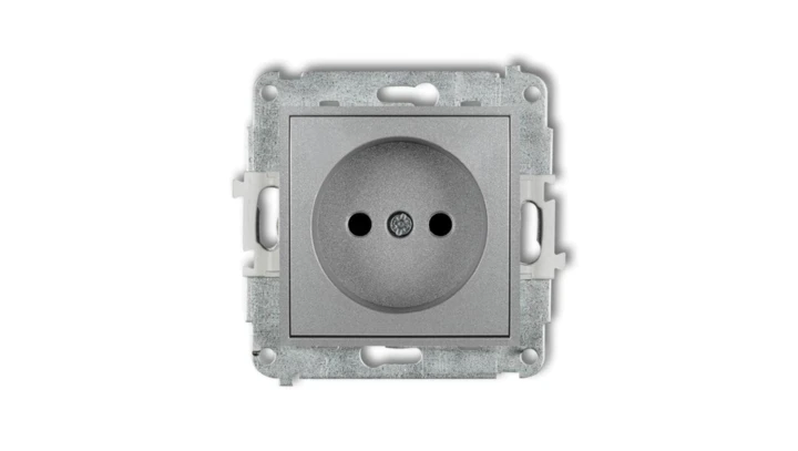 MINI Gniazdo pojedyncze b/u z przesłonami srebrny metalik 7MGP-1p