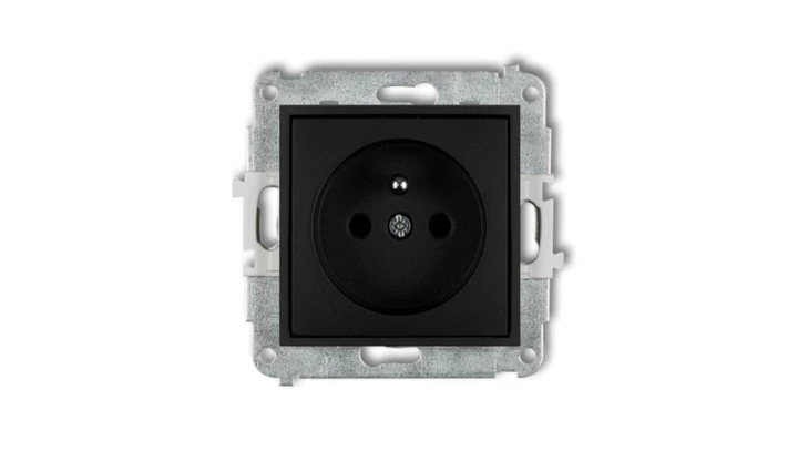 MINI Gniazdo pojedyncze z/u z przesłonami czarny mat 12MGP-1zp