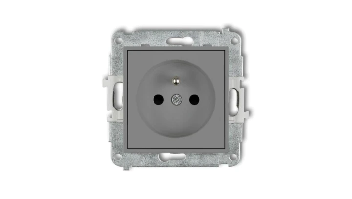 MINI Gniazdo pojedyncze z/u z przesłonami szary mat 27MGP-1zp