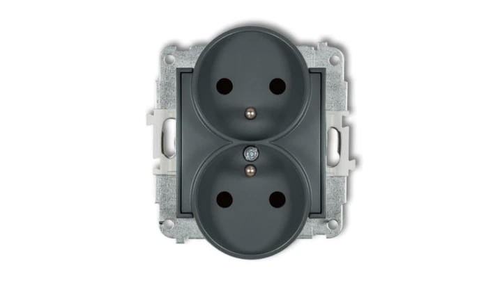 MINI Gniazdo podwójne z/u z przesłonami grafitowy mat 28MGPR-2zp