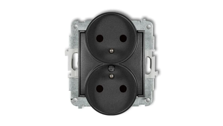 MINI Gniazdo podwójne z/u grafitowe 11MGPR-2z