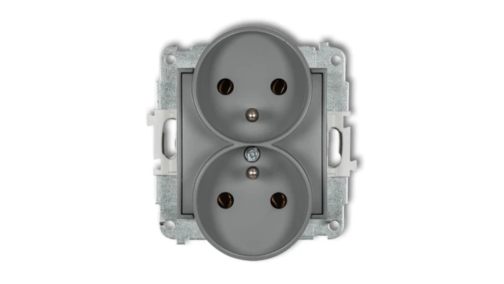 MINI Gniazdo podwójne z/u szary mat 27MGPR-2z