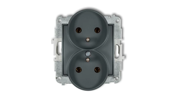 MINI Gniazdo podwójne z/u grafitowy mat 28MGPR-2z