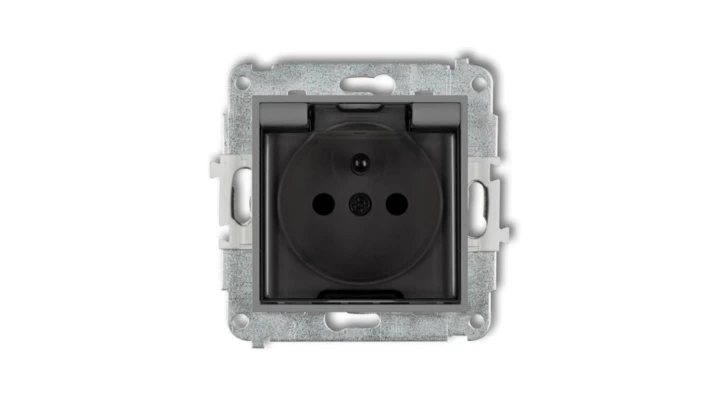 MINI Gniazdo bryzgoszczelne z/u IP44 z przesłonami klapka dymna szary mat 27MGPB-1zdp