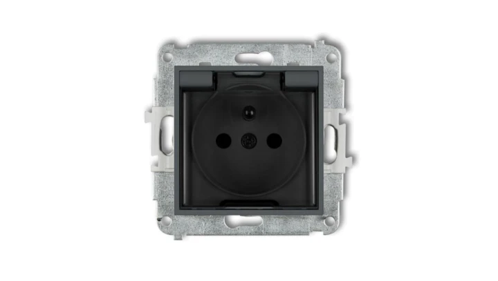 MINI Gniazdo bryzgoszczelne z/u IP44 z przesłonami klapka dymna grafitowy mat 28MGPB-1zdp