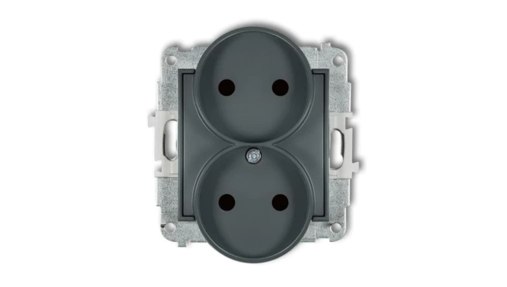 MINI Gniazdo podwójne b/u z przesłonami grafitowy mat 28MGPR-2p