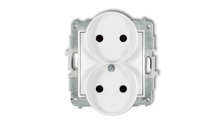 MINI Gniazdo podwójne b/u z przesłonami biały MGPR-2p