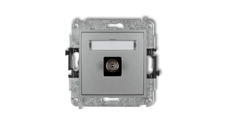 MINI Gniazdo antenowe pojedyncze TV srebrny metalik 7MGTV-1