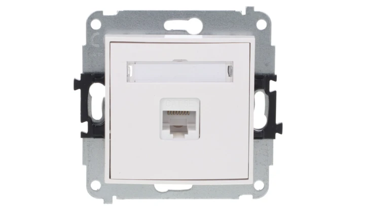 MINI Gniazdo komputerowe pojedyncze 1xRJ45 kat. 5e 8-stykowy biały MGK-1