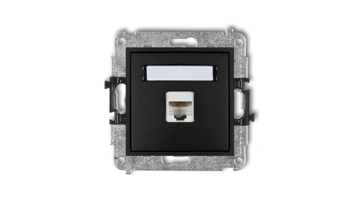 MINI Gniazdo komputerowe pojedyncze 1xRJ45 kat. 5e 8-stykowy czarny mat 12MGK-1