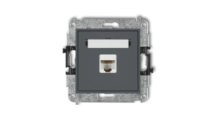 MINI Gniazdo komputerowe pojedyncze 1xRJ45 kat. 5e 8-stykowy grafitowy mat 28MGK-1