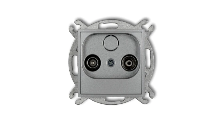 MINI Gniazdo antenowe RTV przelotowe 12dB srebrny metalik 7MG12P