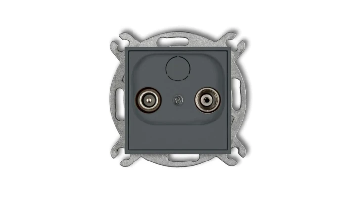 MINI Gniazdo antenowe RTV przelotowe 9dB grafitowy mat 28MG9P