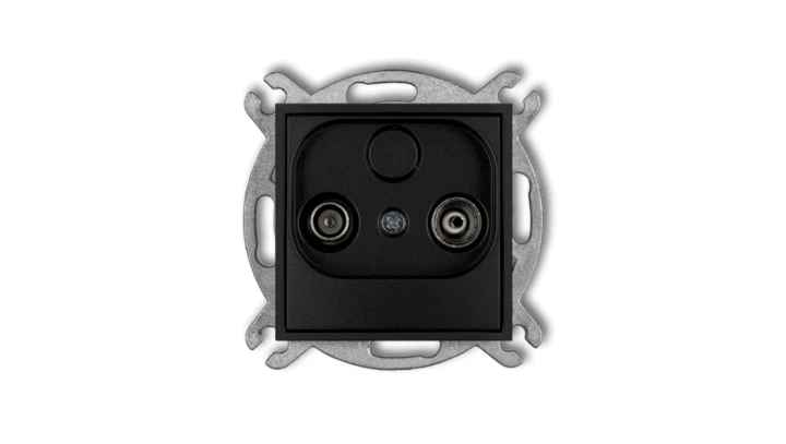 MINI Gniazdo antenowe RTV przelotowe 15dB czarny mat 12MG15P