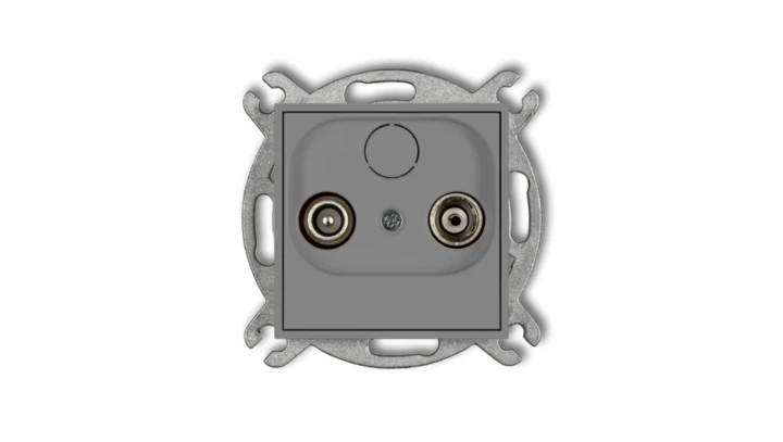 MINI Gniazdo antenowe RTV przelotowe 15dB szary mat 27MG15P