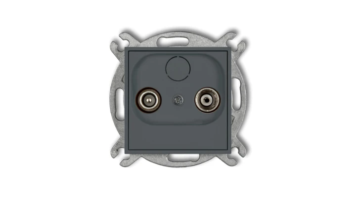 MINI Gniazdo antenowe RTV przelotowe 15dB grafitowy mat 28MG15P