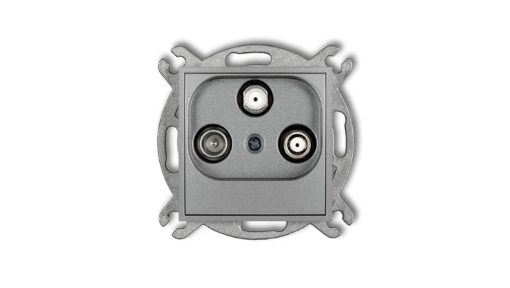 MINI Gniazdo antenowe 2 wyjścia SAT + TV srebrny metalik 7MGSN