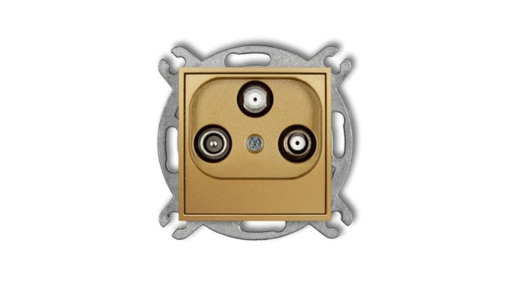 MINI Gniazdo antenowe 2 wyjścia SAT + TV złote 29MGSN