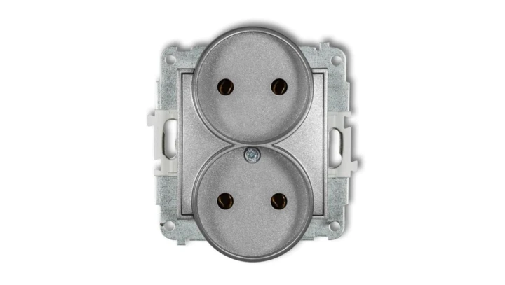 MINI Gniazdo podwójne b/u srebrny metalik 7MGPR-2