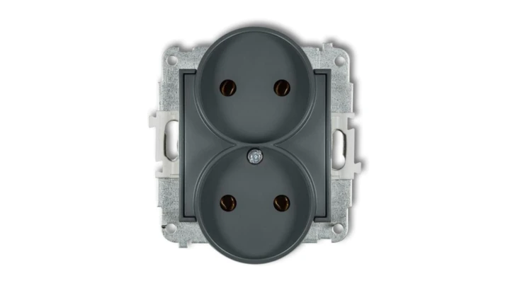 MINI Gniazdo podwójne b/u grafitowy mat 28MGPR-2