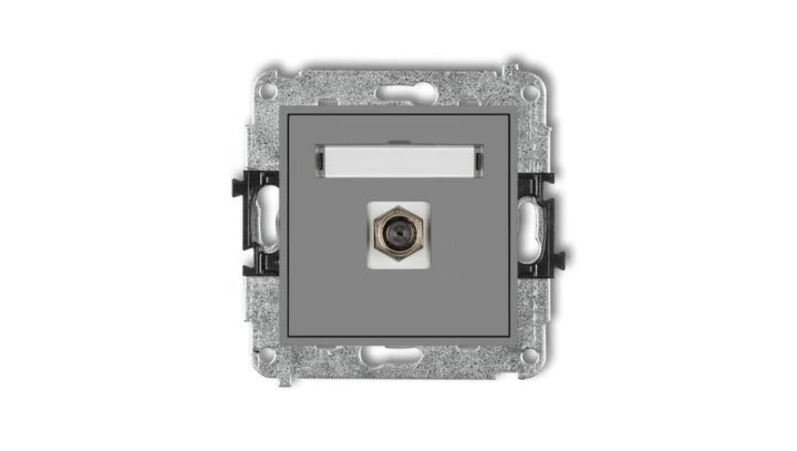 MINI Gniazdo antenowe pojedyncze typu F (SAT) pozłacany szary mat 27MGF-1.1