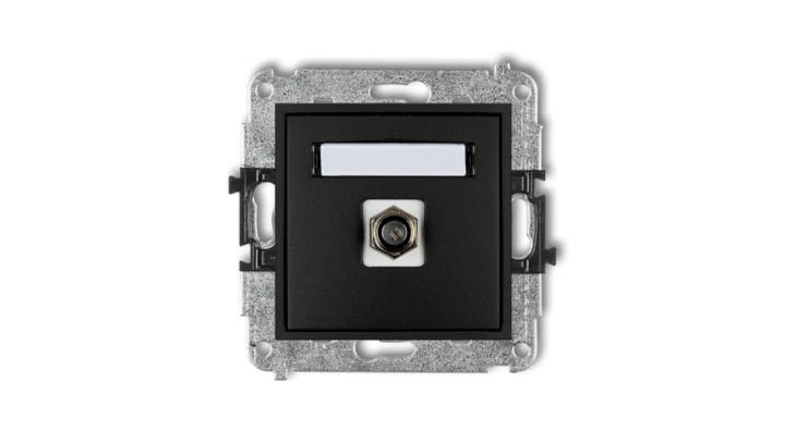 MINI Gniazdo antenowe pojedyncze typu F (SAT) niklowany czarny mat 12MGF-1