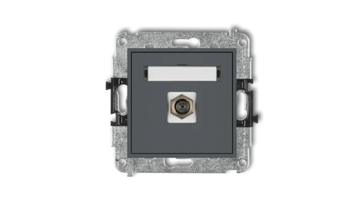 MINI Gniazdo antenowe pojedyncze typu F (SAT) niklowany grafitowy mat 28MGF-1