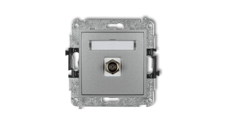 MINI Gniazdo antenowe pojedyncze typu F (SAT) niklowany srebrny metalik 7MGF-1