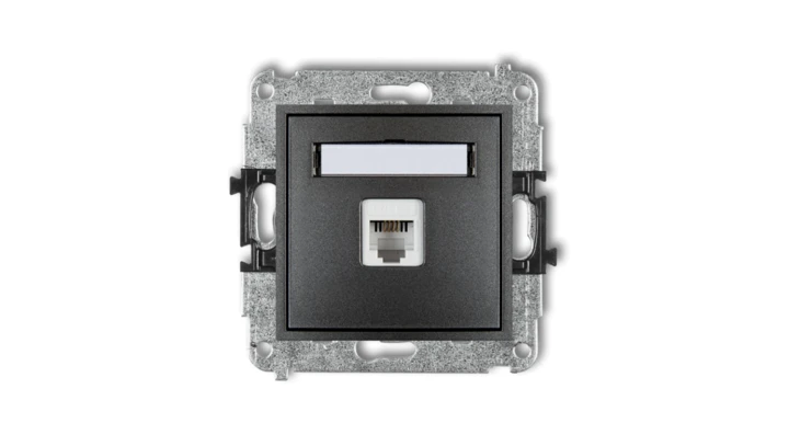 MINI Gniazdo telefoniczne pojedyncze 1xRJ11 4-stykowy beznarzędziowe grafitowy 11MGT-1